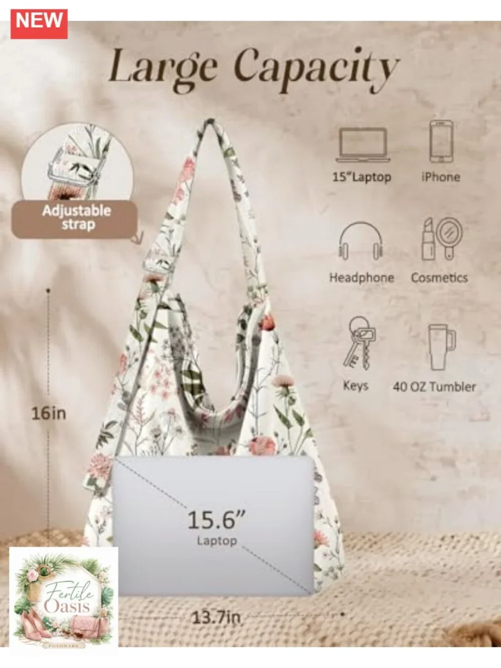 Corduroy Hobo Bag Large Zipper Tote Shoulder Crossbody Women